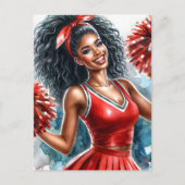 Zwarte cheerleader in rode Waterverf Briefkaart (Voorkant)