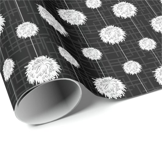 Zwarte Cheerleader Pom Pom Pattern Cadeaupapier (Rol Hoek)