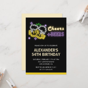 Zwarte Cheers Bier Drinken 54ste verjaardagsuitnod Kaart