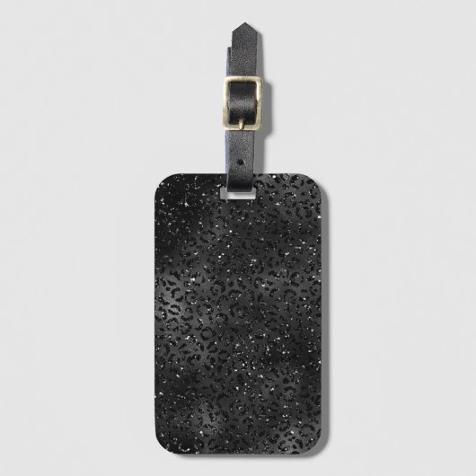 Zwarte Cheetah Leopard Skin Print Pattern Bagagelabel (Voorkant (verticaal))