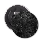 Zwarte Cheetah Leopard Skin Print Pattern Button Flesopener (Voorkant)