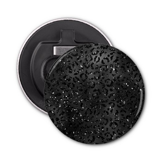 Zwarte Cheetah Leopard Skin Print Pattern Button Flesopener (Voorkant)