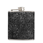 Zwarte Cheetah Leopard Skin Print Pattern Heupfles (Voorkant)