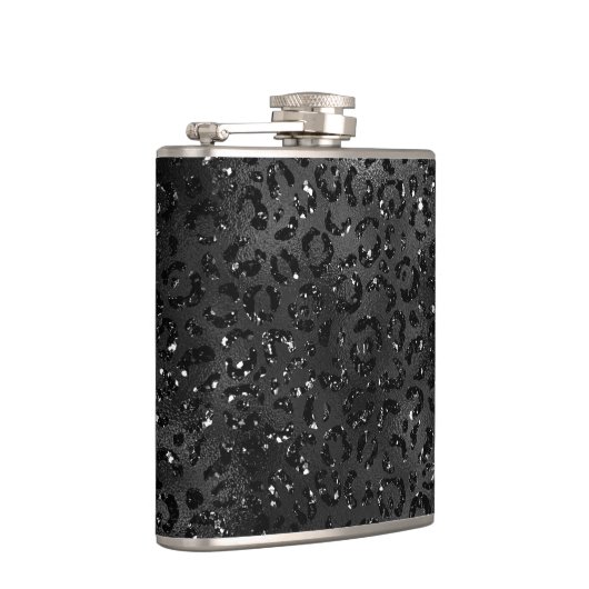 Zwarte Cheetah Leopard Skin Print Pattern Heupfles (Rechts)