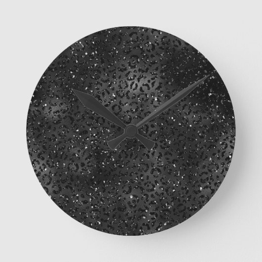 Zwarte Cheetah Leopard Skin Print Pattern Ronde Klok (Voorkant)