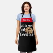 Zwarte Chef Life is Short Eat Cookies Speciaal Schort (Gedragen)