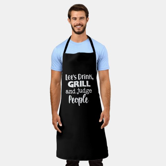 Zwarte chef-vader schort - Gepersonaliseerd grillc (Gedragen)