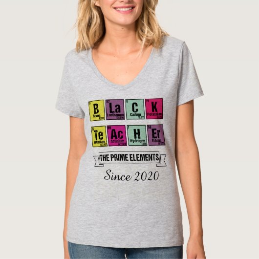 Zwarte Chemistry Teacher Prime Elements Maandag T-shirt (Voorkant)