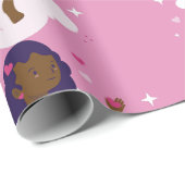 Zwarte cherub Afrikaanse engel harp harten wolken Cadeaupapier (Rol Hoek)