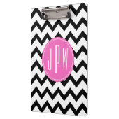 Zwarte Chevron en roze monogram Klembord (Links)