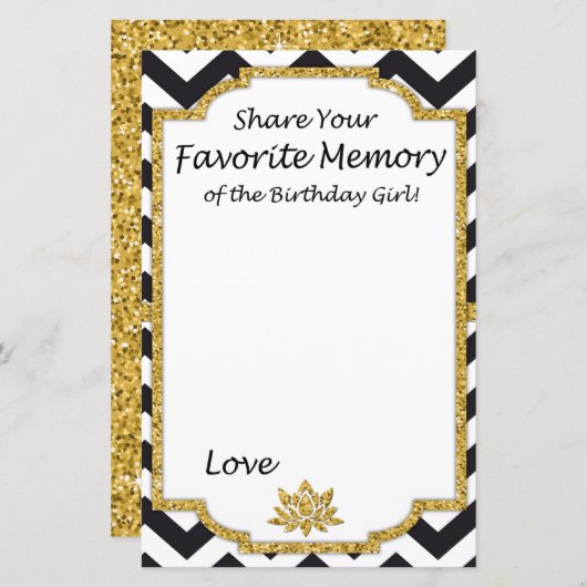 Zwarte Chevron Favoriet Memory of the Birthday (Voorkant / Achterkant)