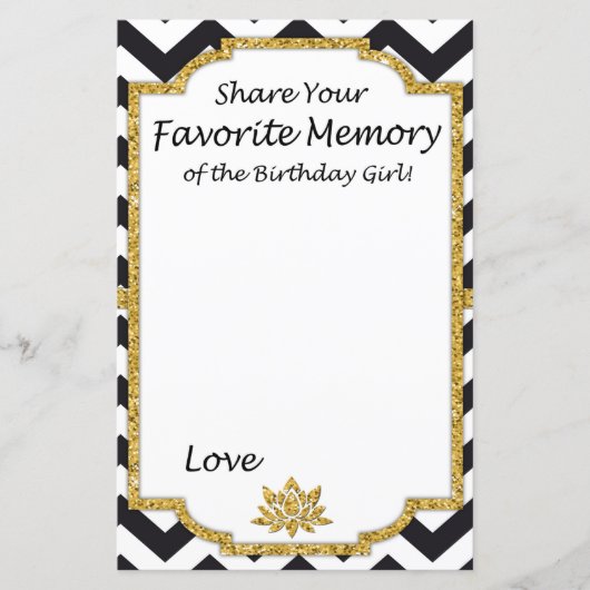 Zwarte Chevron Favoriet Memory of the Birthday (Voorkant)