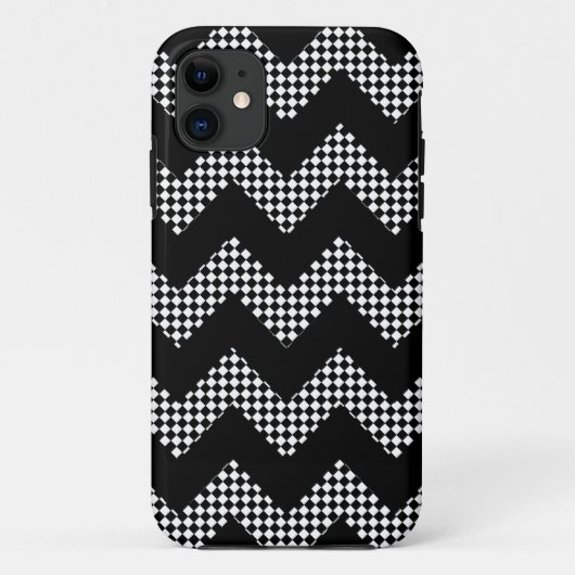 zwarte chevron met tegels Case-Mate iPhone case (Achterkant)
