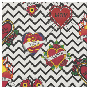 Zwarte Chevron Mom Tattoo Stof