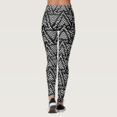 Zwarte Chevron op witte achtergrond Leggings (Achterkant)