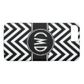 ZWARTE CHEVRON PATROON UW MONOGRAM-INITIALEN Case-Mate iPhone CASE (Achterkant (Horizontaal))