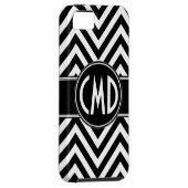 ZWARTE CHEVRON PATROON UW MONOGRAM INITIALEN Case-Mate iPhone CASE (Back/Rechts)