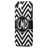 ZWARTE CHEVRON PATROON UW MONOGRAM INITIALEN Case-Mate iPhone CASE (Achterkant Links)