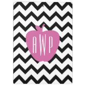 Zwarte Chevron Pink Apple Monogram leraar Klembord (Achterkant)