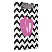 Zwarte Chevron Pink Apple Monogram leraar Klembord (Rechts)