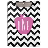 Zwarte Chevron Pink Apple Monogram leraar Klembord (Voorkant)