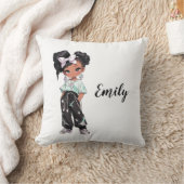 Zwarte Chibi-meisje Kussen (Deken)