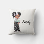 Zwarte Chibi-meisje Kussen (Achterkant)