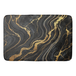Zwarte chic & gouden metalen marmerlook glamour badmat
