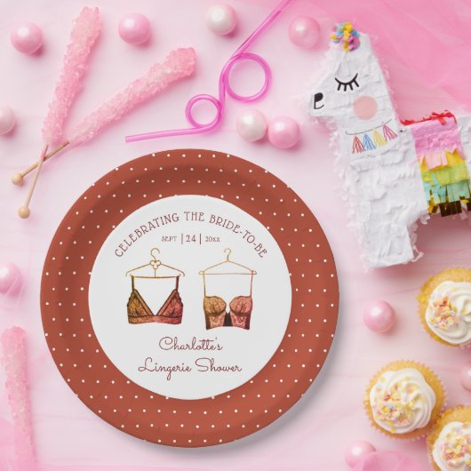 Zwarte Chic Kant Waterverf Ondergoed Bruidscadeau Papieren Bordje (Feest)