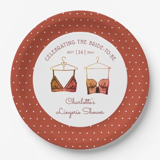 Zwarte Chic Kant Waterverf Ondergoed Bruidscadeau Papieren Bordje (Voorkant)