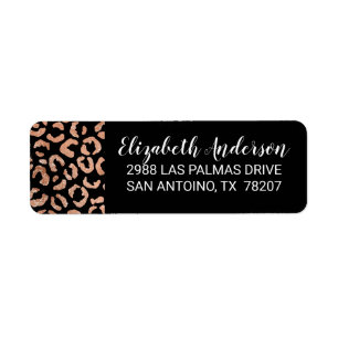 Zwarte Chic Leopard Animal Print Etiket