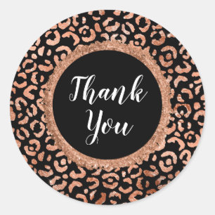 Zwarte Chic Leopard Animal Print Ronde Sticker