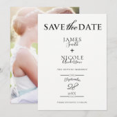 Zwarte Chic Moderne Minimaal Foto Save the Date Kaart (Voorkant / Achterkant)