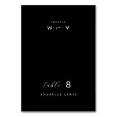 Zwarte Chic Monogram Gast Naam Trouw Plaatskaart Kaart (Voorkant)