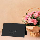 Zwarte Chic Monogram Gast Naam Trouw Plaatskaart Kaart