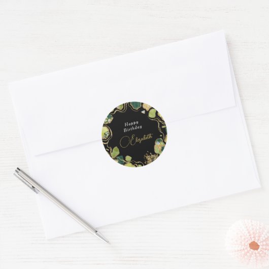 Zwarte Chic Nepgoud Ronde Sticker (Envelop)