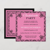 Zwarte Chic Rand Bachelorette Feest Uitnodiging (Voorkant / Achterkant)
