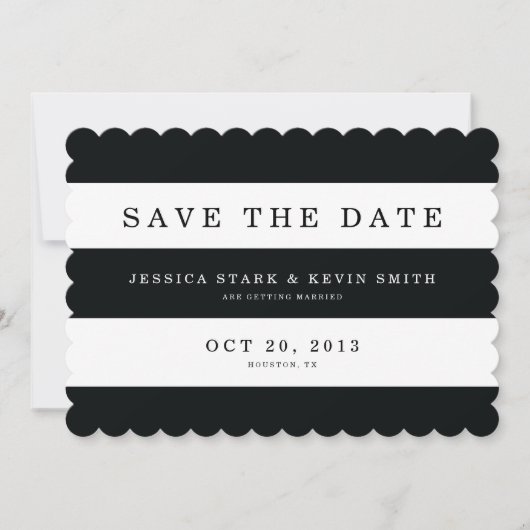 Zwarte Chic-stripes Sla de datum op Save The Date (Voorkant)