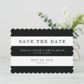 Zwarte Chic-stripes Sla de datum op Save The Date (Staand voorkant)