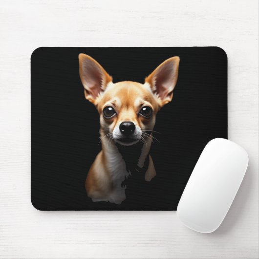 Zwarte Chihuahua Hond Chihuahua Gezicht Muismat (Met muis)