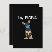 zwarte chihuahua nieuwe hond met gezichtsmasker bedankkaart (Voorkant / Achterkant)