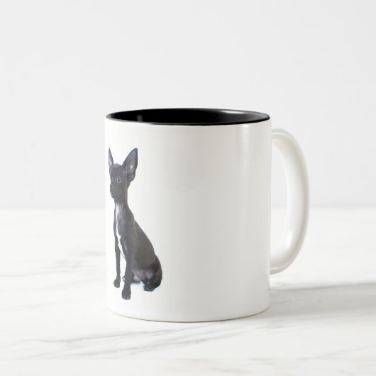 Zwarte Chihuahua puppy Tweekleurige Koffiemok (Voorkant rechts)