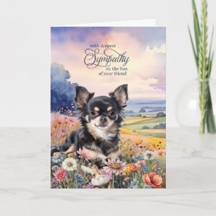 Zwarte Chihuahua veld met wilde bloemen huisdier c Kaart