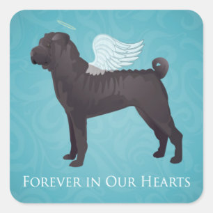 Zwarte Chinees Shar Pei Pet Memorial en sympathie Vierkante Sticker