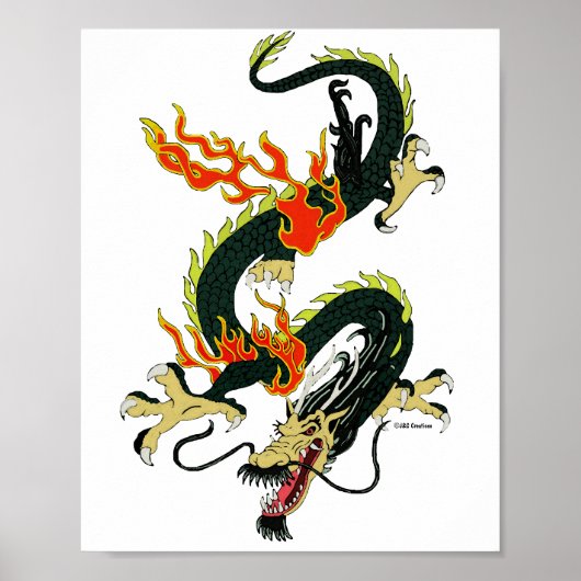Zwarte Chinese Draken Poster (Voorkant)