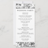 Zwarte chinoiserie bloemenbruiloft programma kaart (Achterkant)