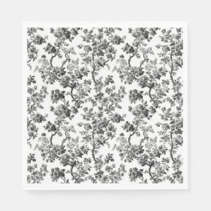 Zwarte Chinoiserie Bloemstuk Tuinfeest Papier Servet