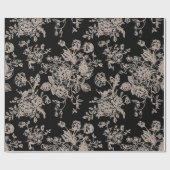 Zwarte Chinoiserie Cadeau Cadeaupapier (Vlak)