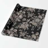 Zwarte Chinoiserie Cadeau Cadeaupapier (Uitgerold)