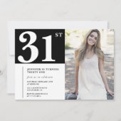 Zwarte chique foto uitnodigingen voor 31e verjaard (Voorkant)